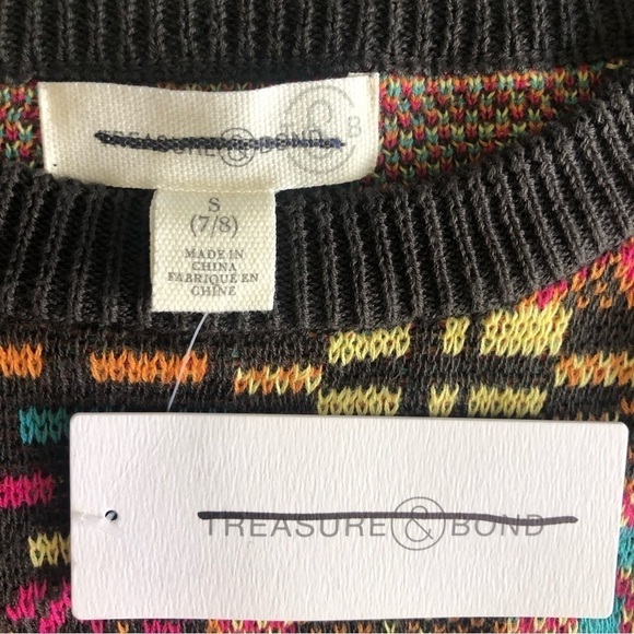 Treasure & Bond Kids' Cotton Patchwork Knit Sweater Size S 7/8 - Picture 3 of 9